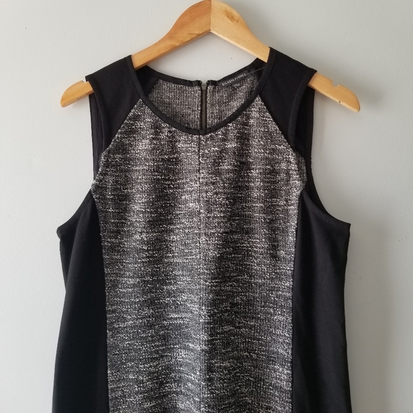 Eileen Fisher Tweed Panel Sheath Ponte Dress - Picture 2 of 8